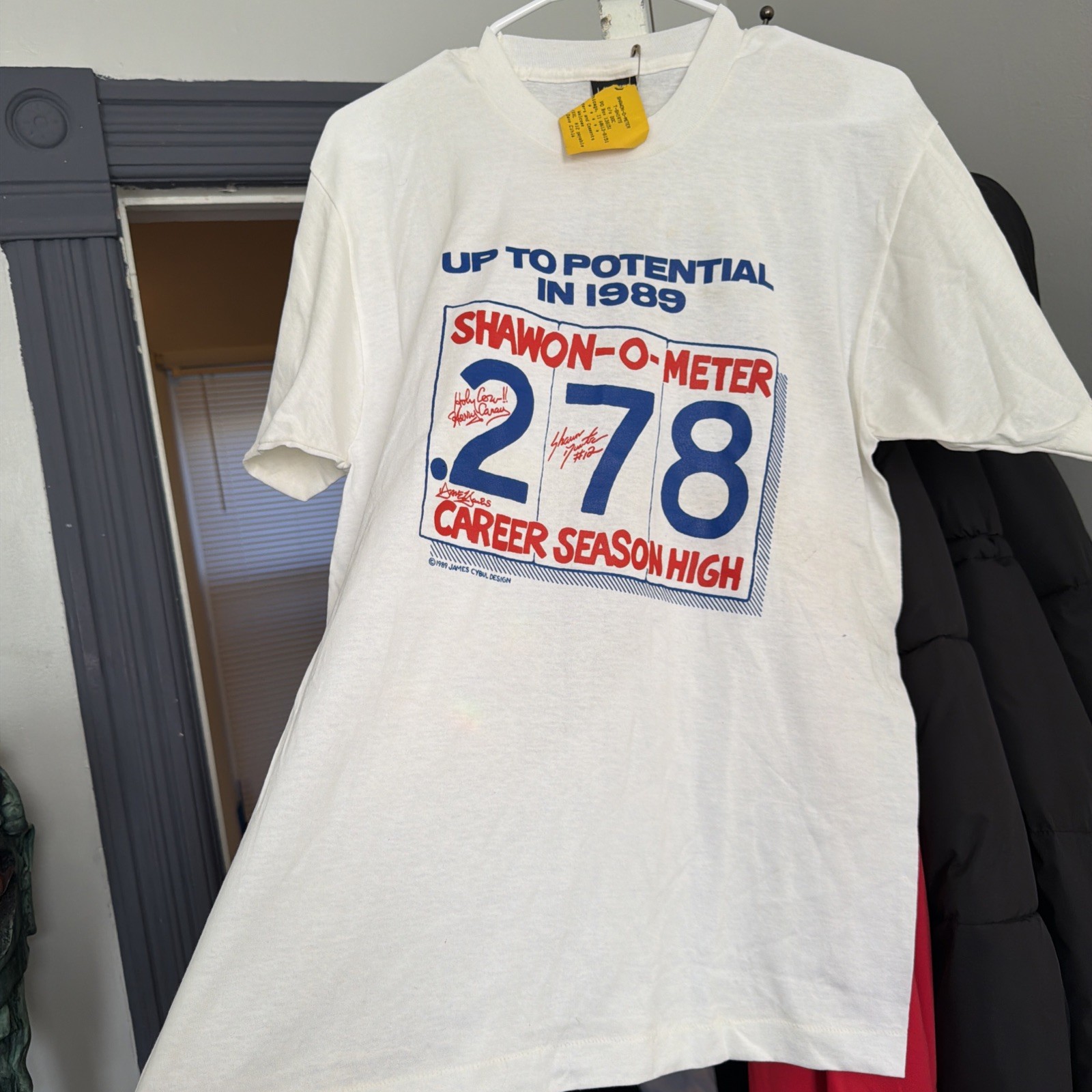 Vintage 1989 Chicago Cubs Shawon-O-Meter Shirt NWT Deadstock Baseball Single Stc Vintage 1989 Chicago Cubs Shawon-O-Meter Shirt NWT Deadstock Baseball Single Stc