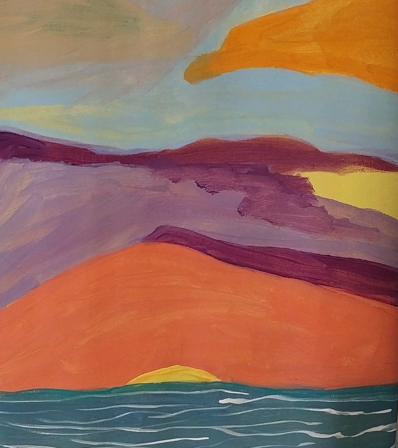 Original 11x14 Neo Expressionist Landscape Painting Canvas Sunset Tropical GAT Original 11x14 Neo Expressionist Landscape Painting Canvas Sunset Tropical GAT