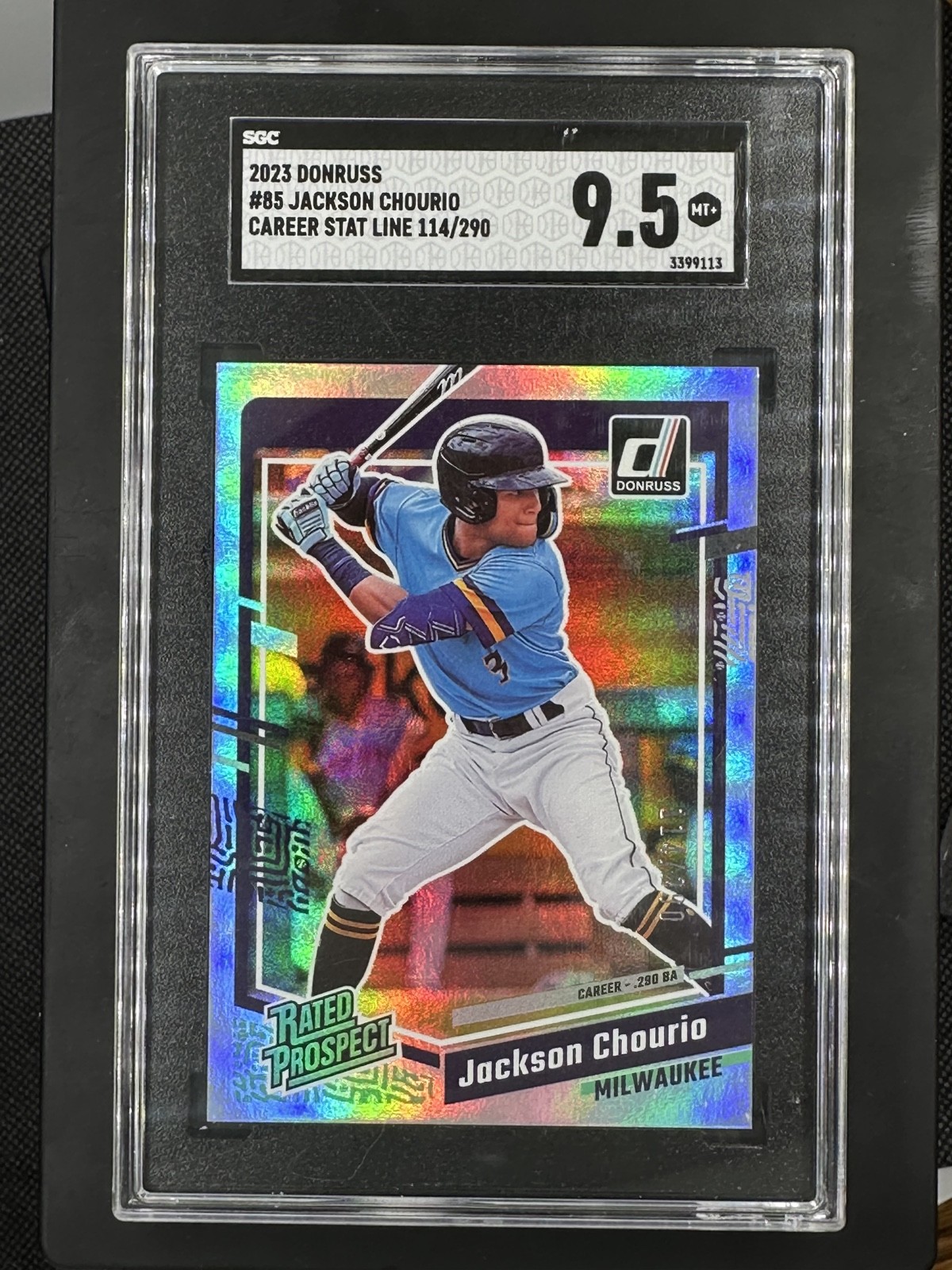 /230 Jackson Chourio SGC 9.5 2023 Panini Donruss Rated ProspectCareer Stat Line /230 Jackson Chourio SGC 9.5 2023 Panini Donruss Rated ProspectCareer Stat Line