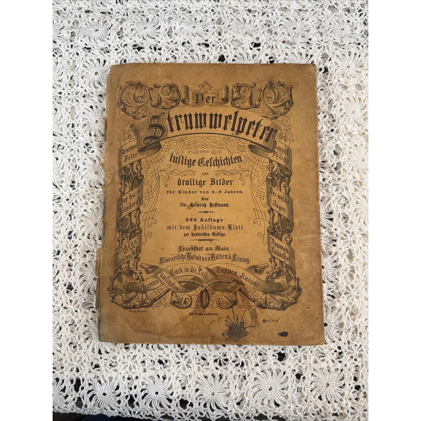 Rare Antique Der Struwwelpeter German Childrens Book, 1900s era, Color pages