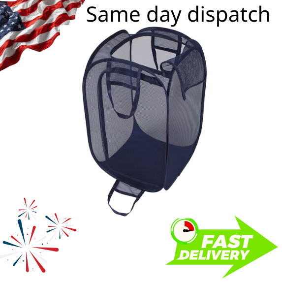Mainstays Blue Two-Way Pop-Up Mesh Laundry Hamper with Heavy Duty Handles.......