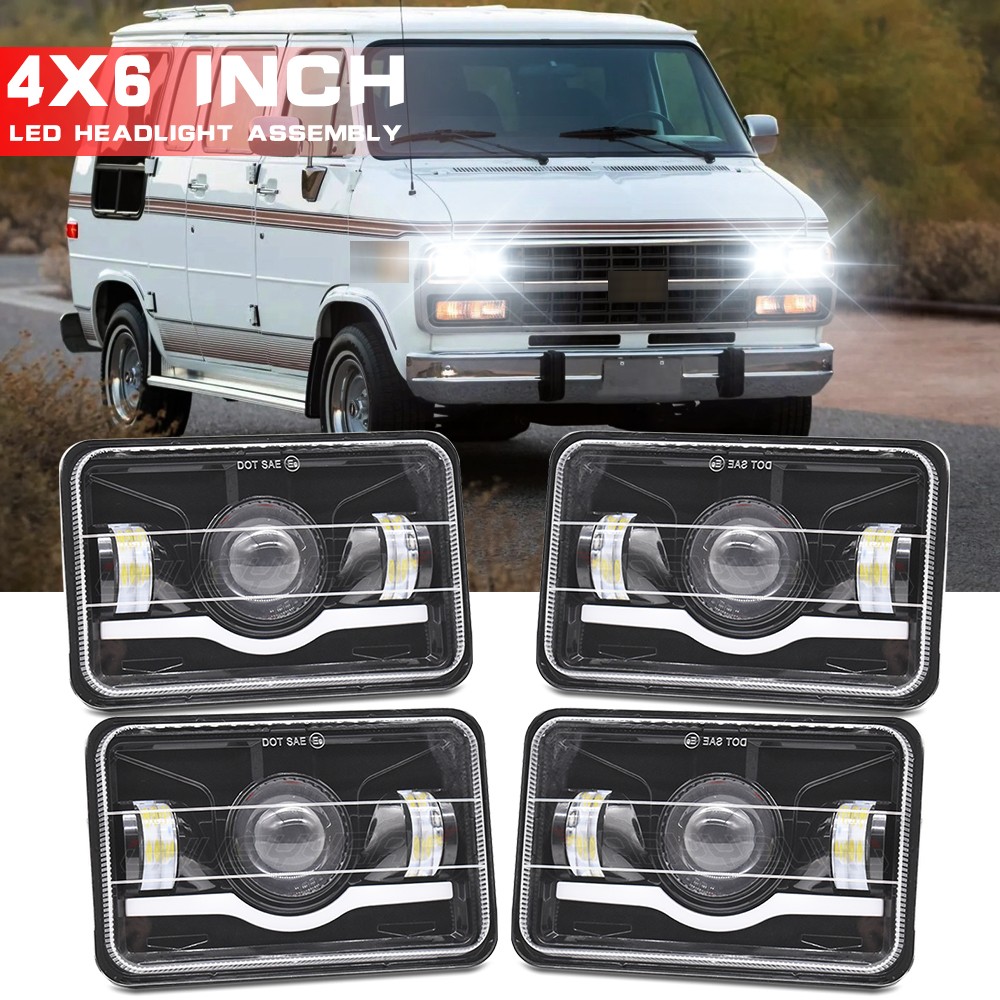 4pcs 4x6\'\' LED Headlights Hi/Lo For Chevrolet G10 G20-G30 1992-1995