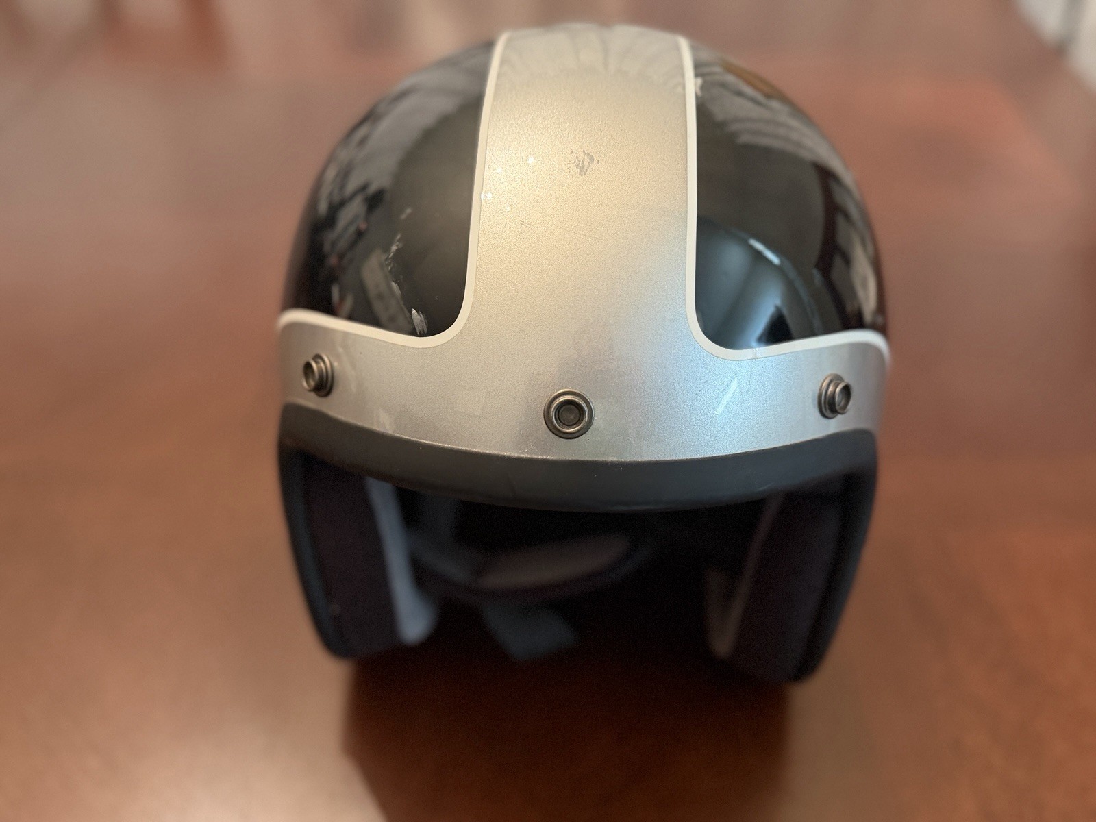 Biltwell Bonanza Helmet Tracker Gloss Black/Silver MEDIUM M - Hardly Used
