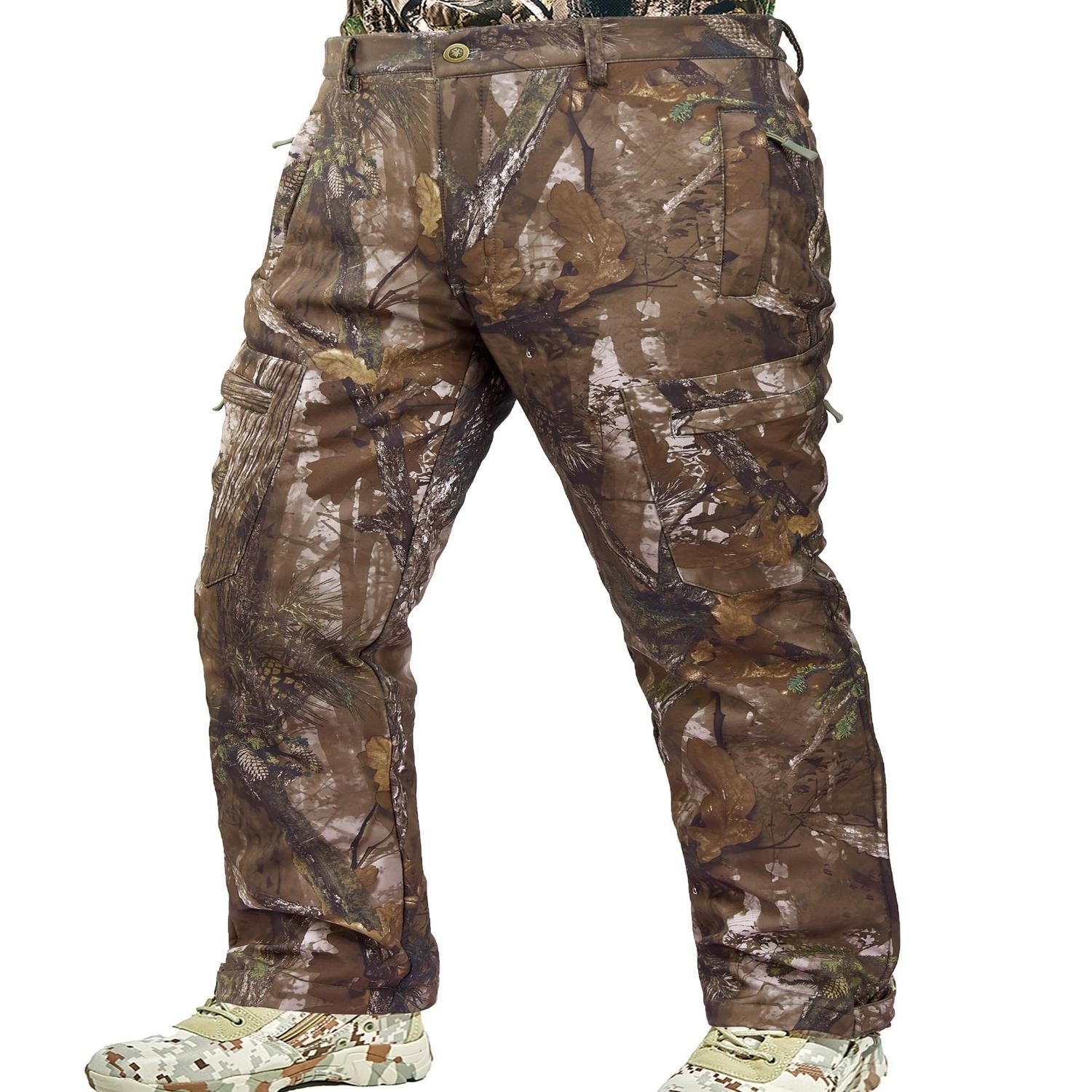 Men\'s Camo Hunting Pants Fleece Lined Quiet Water Resistant Hunting Gear