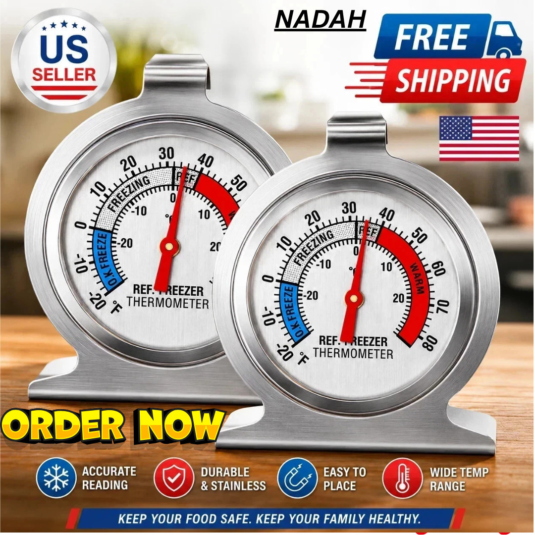 2 Pack Refrigerator Freezer Thermometer Large Dial Analog Thermometer