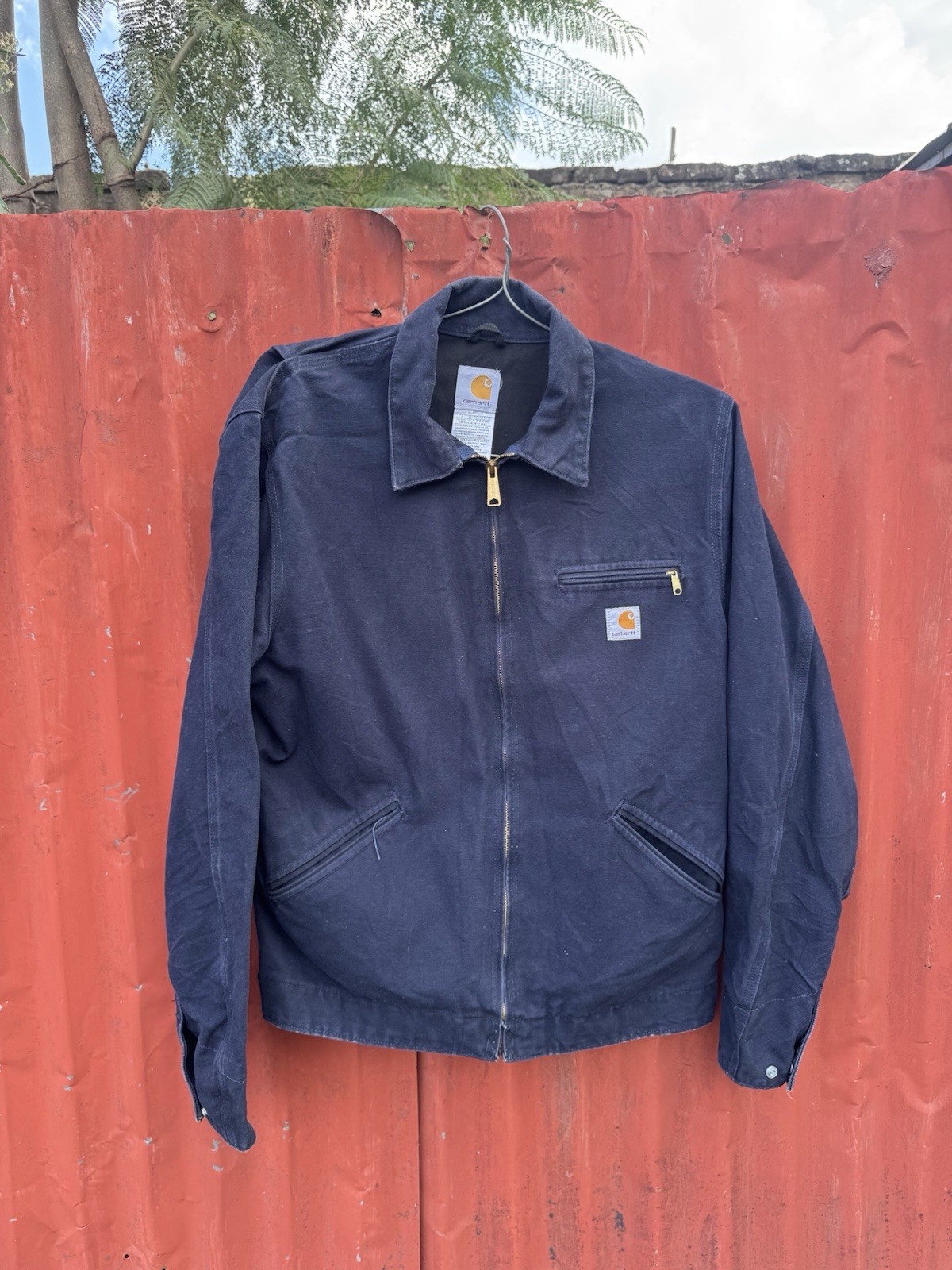 Vintage Carhartt detroit blue unlined EJ196MDT Medium Jacket