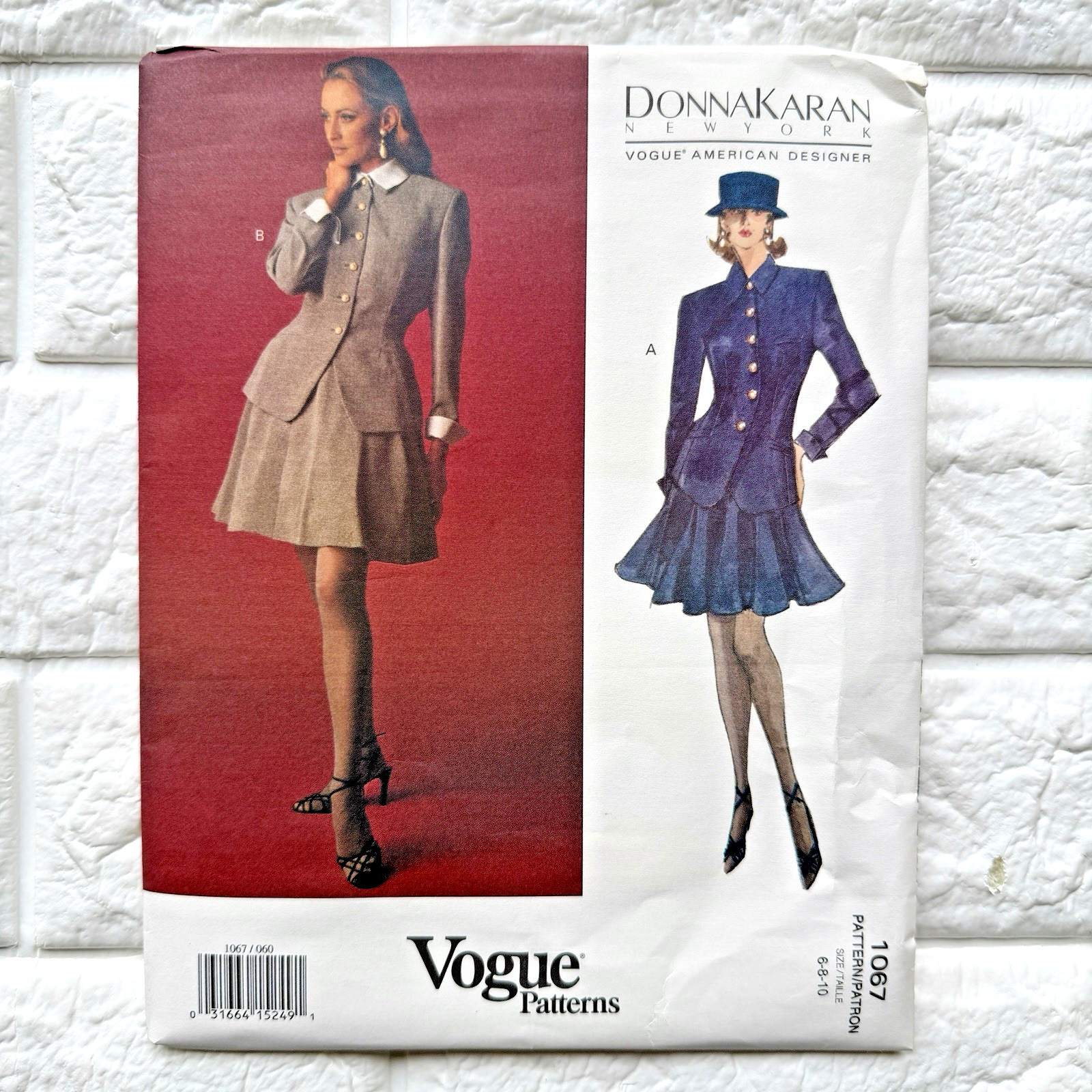 Vtg NEW Vogue 1067 Pattern Sz 6 8 10 Donna Karan Power Suit Jacket Skirt Uncut