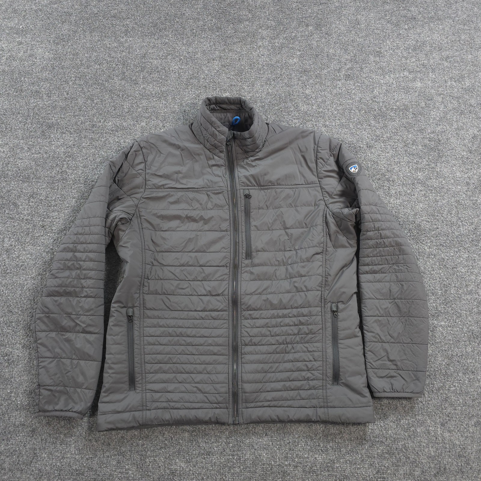 Kuhl Jacket Mens Large Gray Projekt Full Zip Quilted Puffer Hiking Outdoors 1096