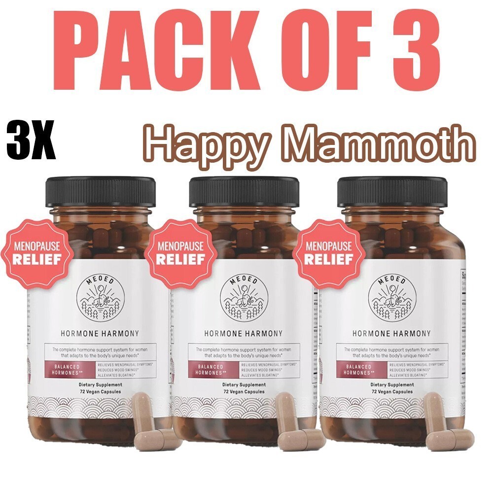 3X Happy Mammoth Hormone Harmony Natural Hormonal Support for Women 72 Capsules