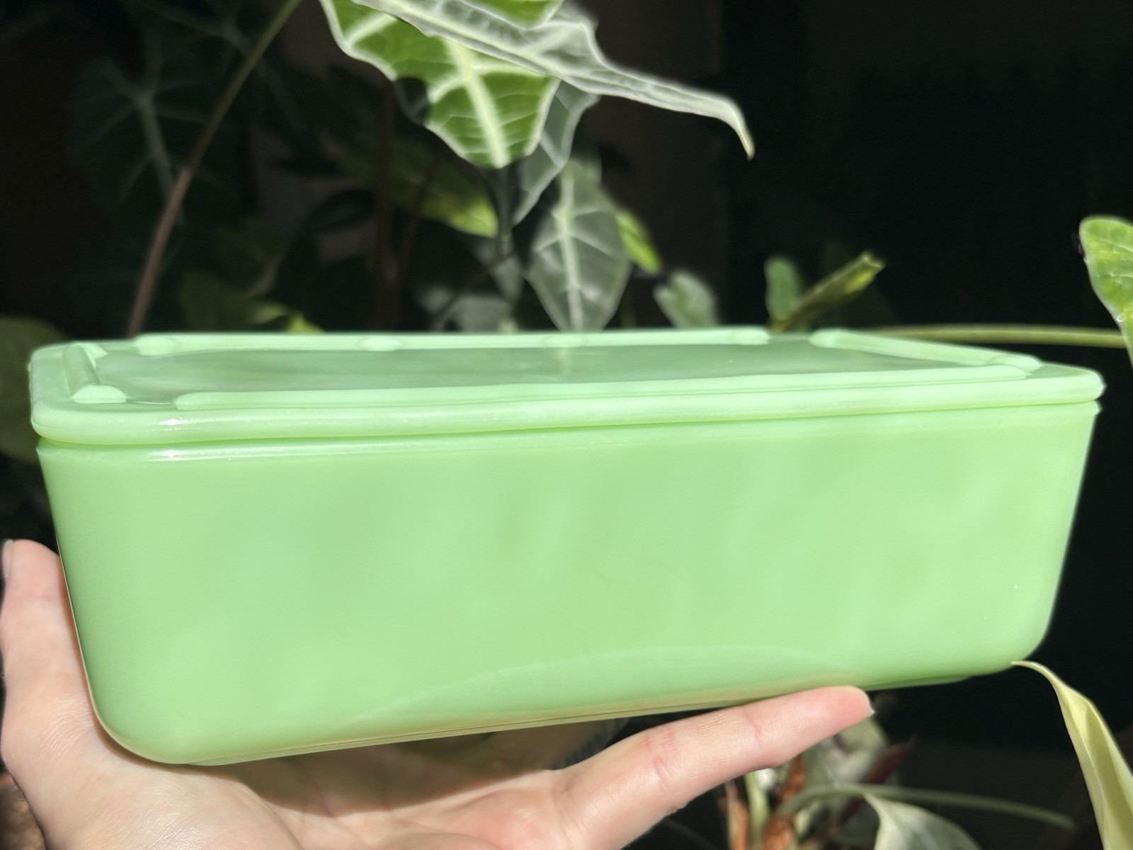 Rare McKee Jadeite Refrigerator Storage Dish “Fridgie” W/Reversible Lid 8x5