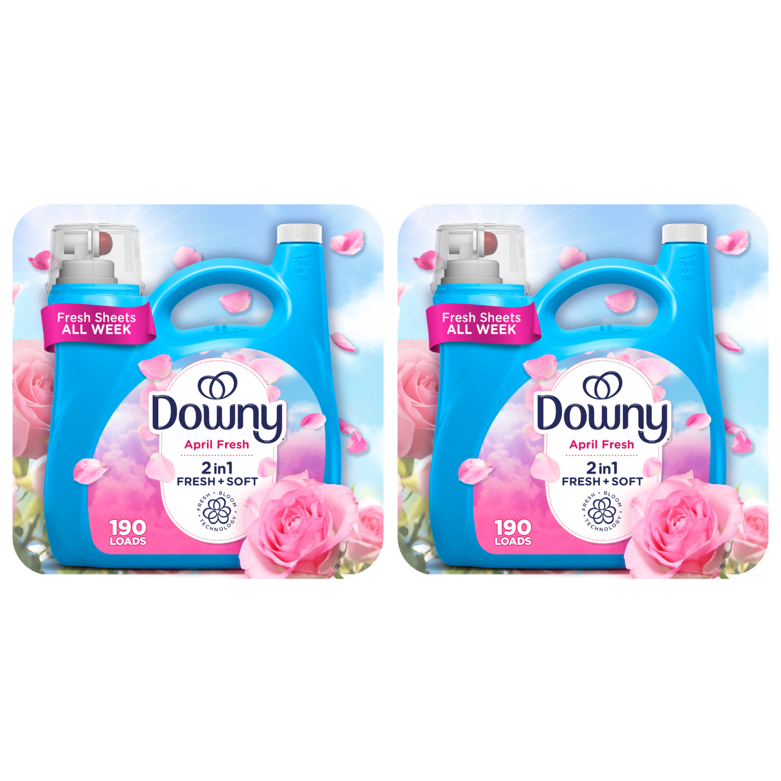 Downy Liquid Fabric Softener April Fresh 140 fl oz 190 Loads 2-Pack Downy Liquid Fabric Softener April Fresh 140 fl oz 190 Loads 2-Pack
