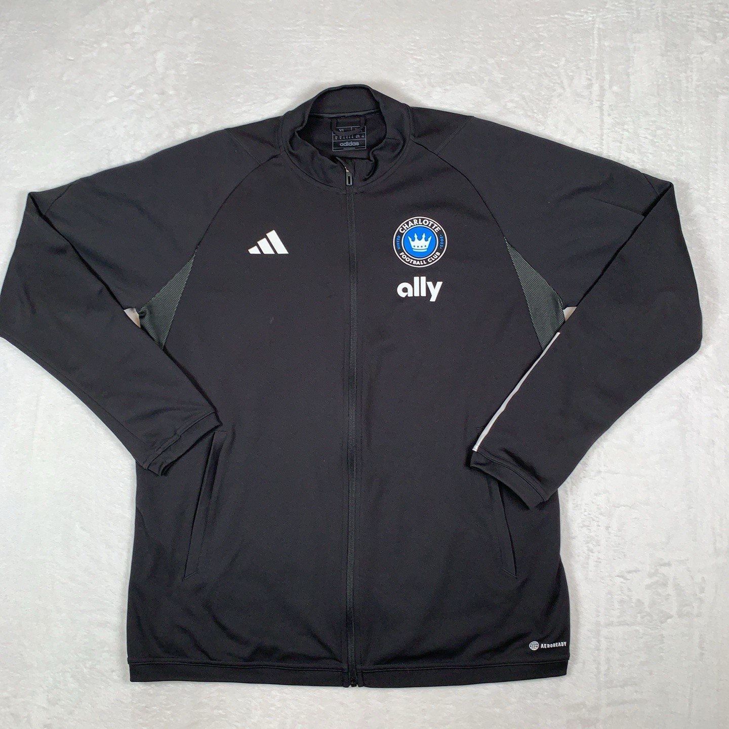 Charlotte FC Adidas Jacket Mens XL Black MLS Soccer Slim Fit AEROREADY Track Top