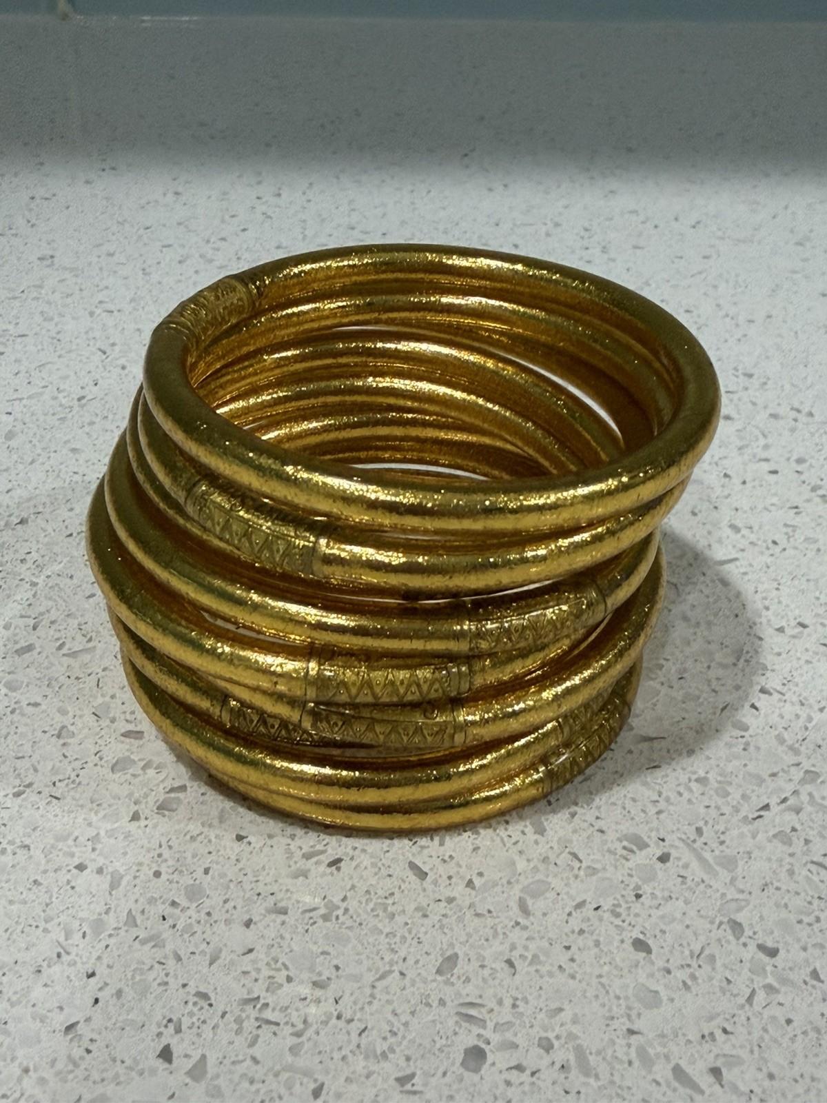 BuDhaGirl Gold All Weather Bangles AWB Set 9 Medium Serenity Prayer Authentic BuDhaGirl Gold All Weather Bangles AWB Set 9 Medium Serenity Prayer Authentic