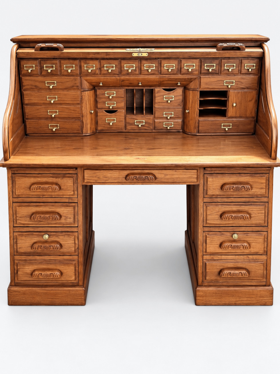 Vintage Style Roll Top Desk Wood Secretary Office Furniture Drawers Cubbies Vintage Style Roll Top Desk Wood Secretary Office Furniture Drawers Cubbies
