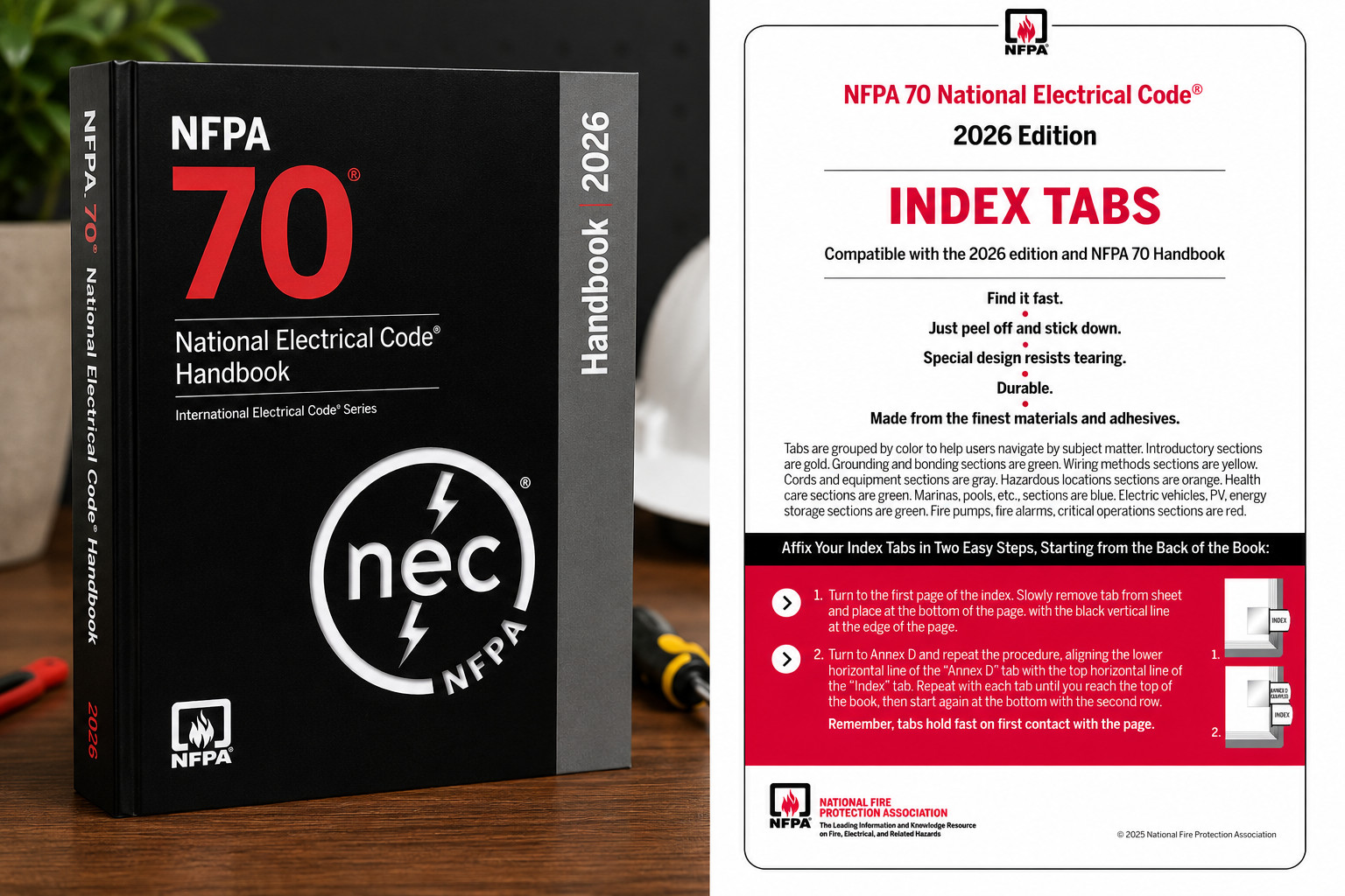 NFPA 70 NEC Handbook 2026 National Electrical Code Hardcover + Index Tabs