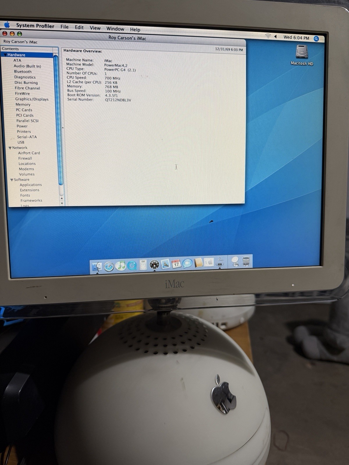 Apple iMac G4 Vintage Lampada 15 PowerPC G4 800 MHz RAM Mac OS X Bianco Apple iMac G4 Vintage Lampada 15 PowerPC G4 800 MHz RAM Mac OS X Bianco