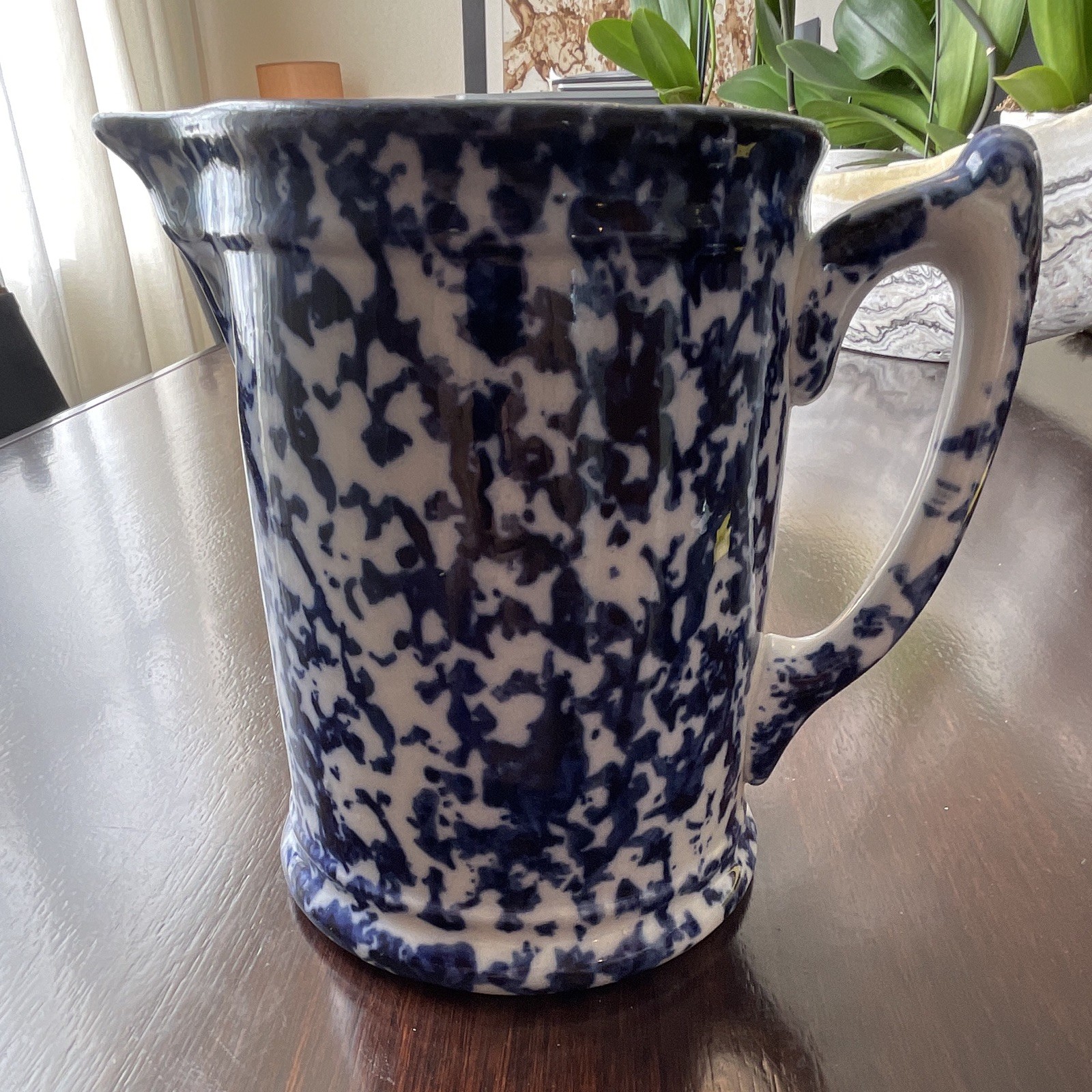 Pristine 19th Century Spongeware Pottery Pitcher Pristine 19th Century Spongeware Pottery Pitcher