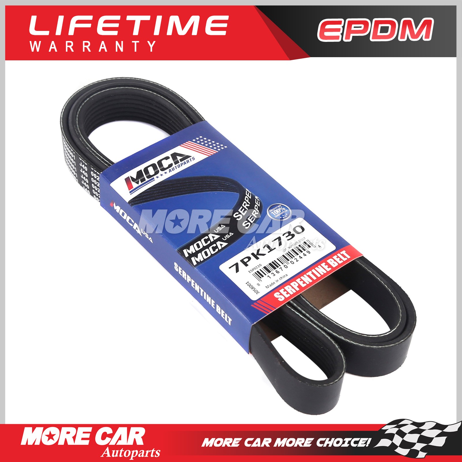 EPDM Serpentine Belt 7PK1730 for 2002-2006 Acura RSX Honda CR-V 2.0L 2.4L DOHC