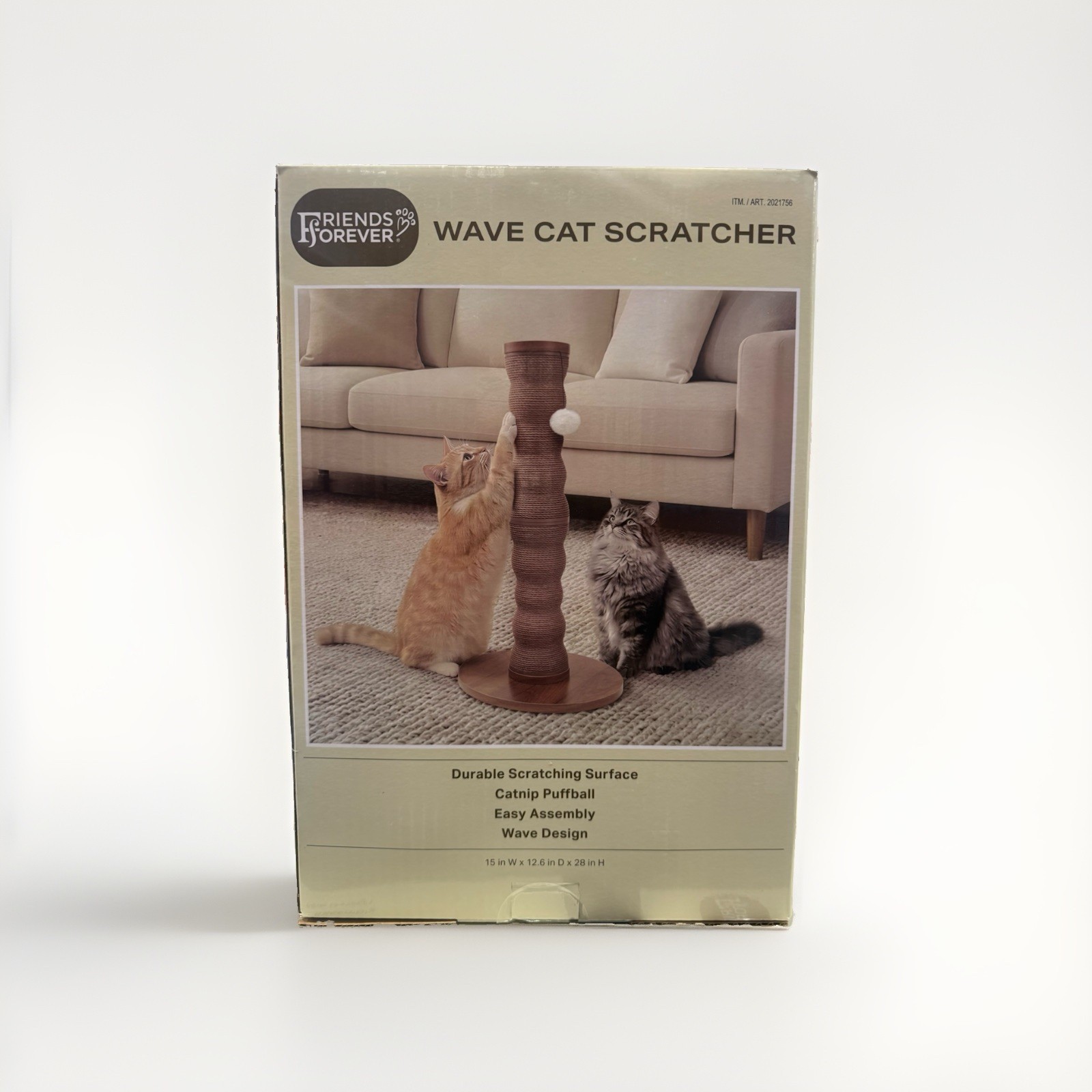 Friends Forever Wave Cat Scratcher 28” Scratching Post Wood Base Catnip Toy
