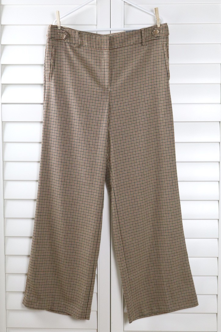 TALBOTS NWT $119 Greenwich Wide Leg Glen Houndstooth Check Pants Size 14