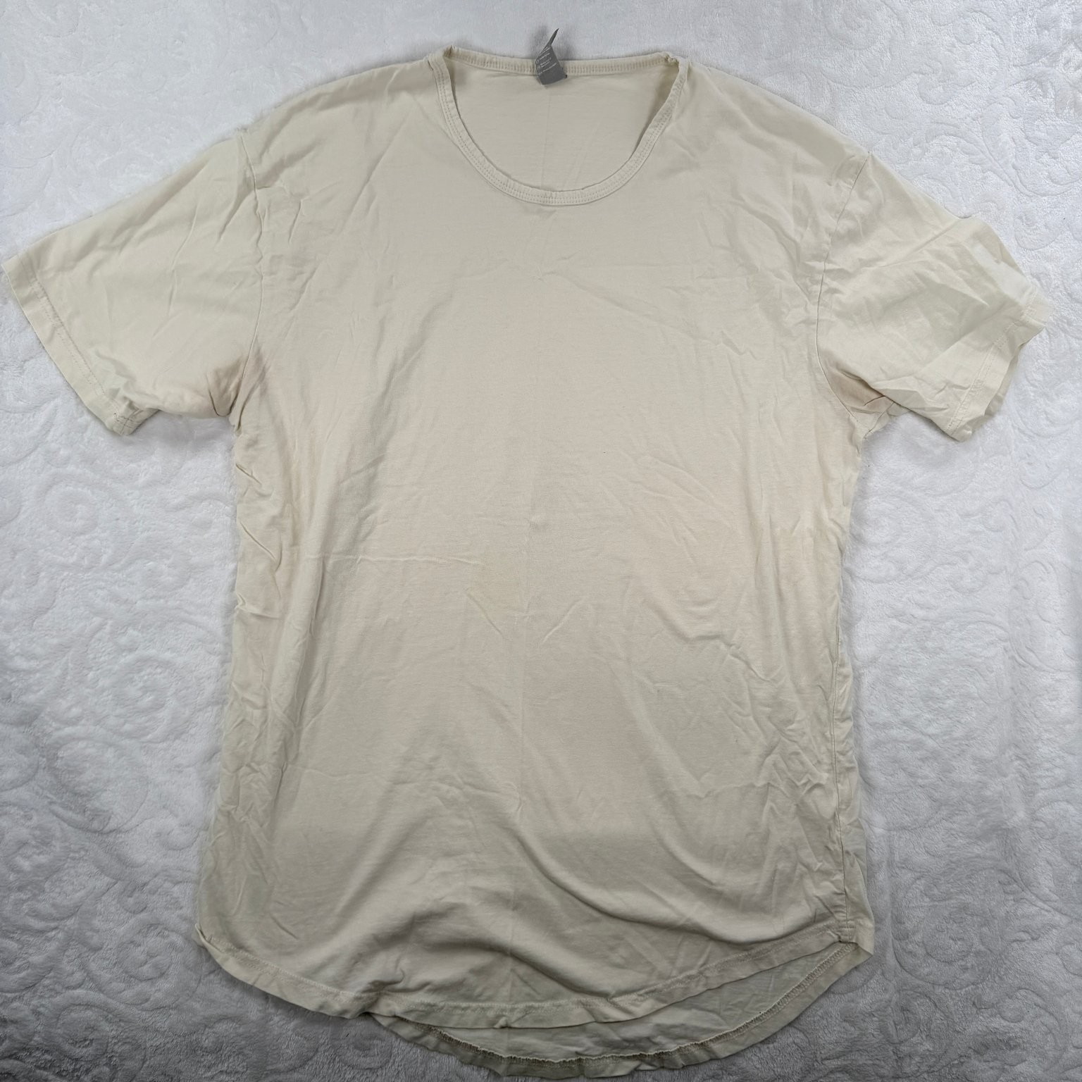 Cotton Heritage Men\'s XL Cream 100% Ring Spun Cotton Curved Hem T-Shirt Tee