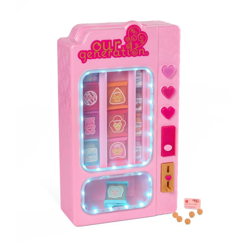 Our Generation Snacktime Pink Vending Machine & Food Set for 18