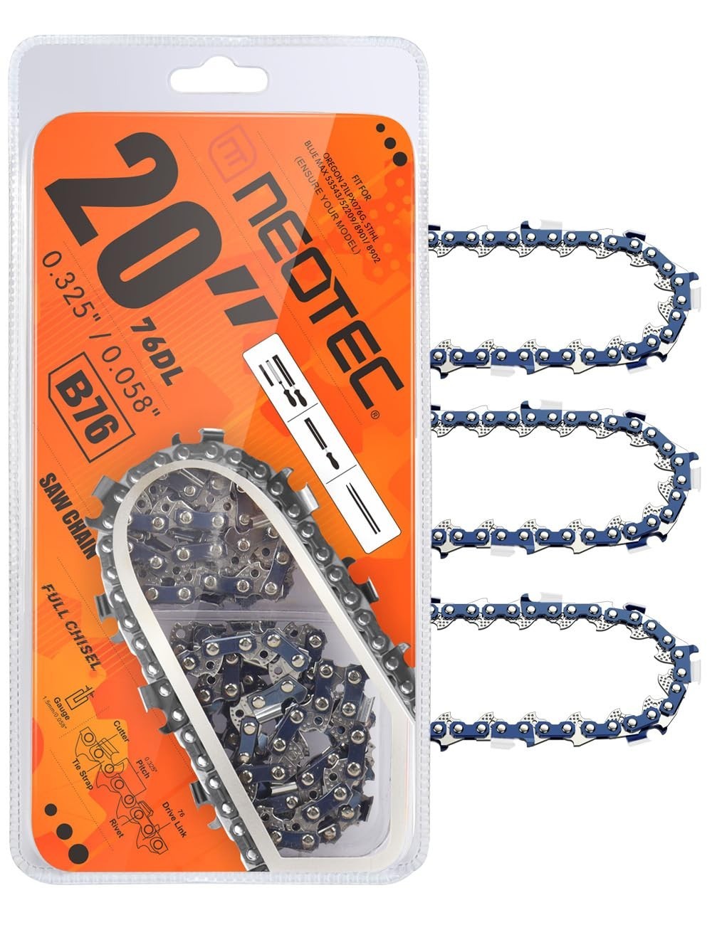 3pcs 20'' Chainsaw Chain Blade 325