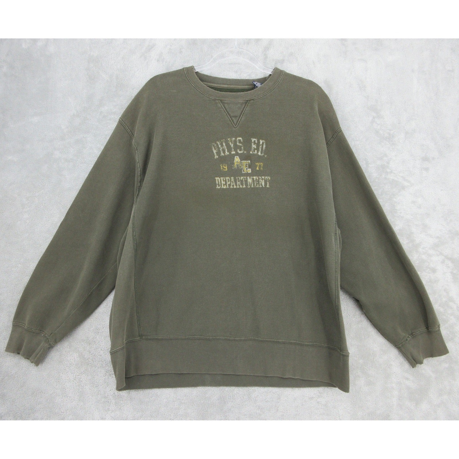 American Eagle Sweatshirt Mens Size XL Green Y2K Phys Ed Sweater Pullover Crew American Eagle Sweatshirt Mens Size XL Green Y2K Phys Ed Sweater Pullover Crew
