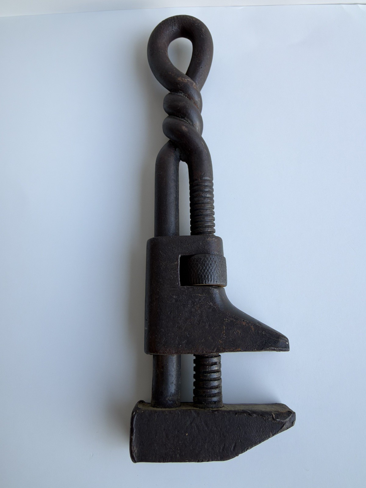 antique Acme adjustable monkey or pipe wrench 1800s, twisted steel loop handle antique Acme adjustable monkey or pipe wrench 1800s, twisted steel loop handle