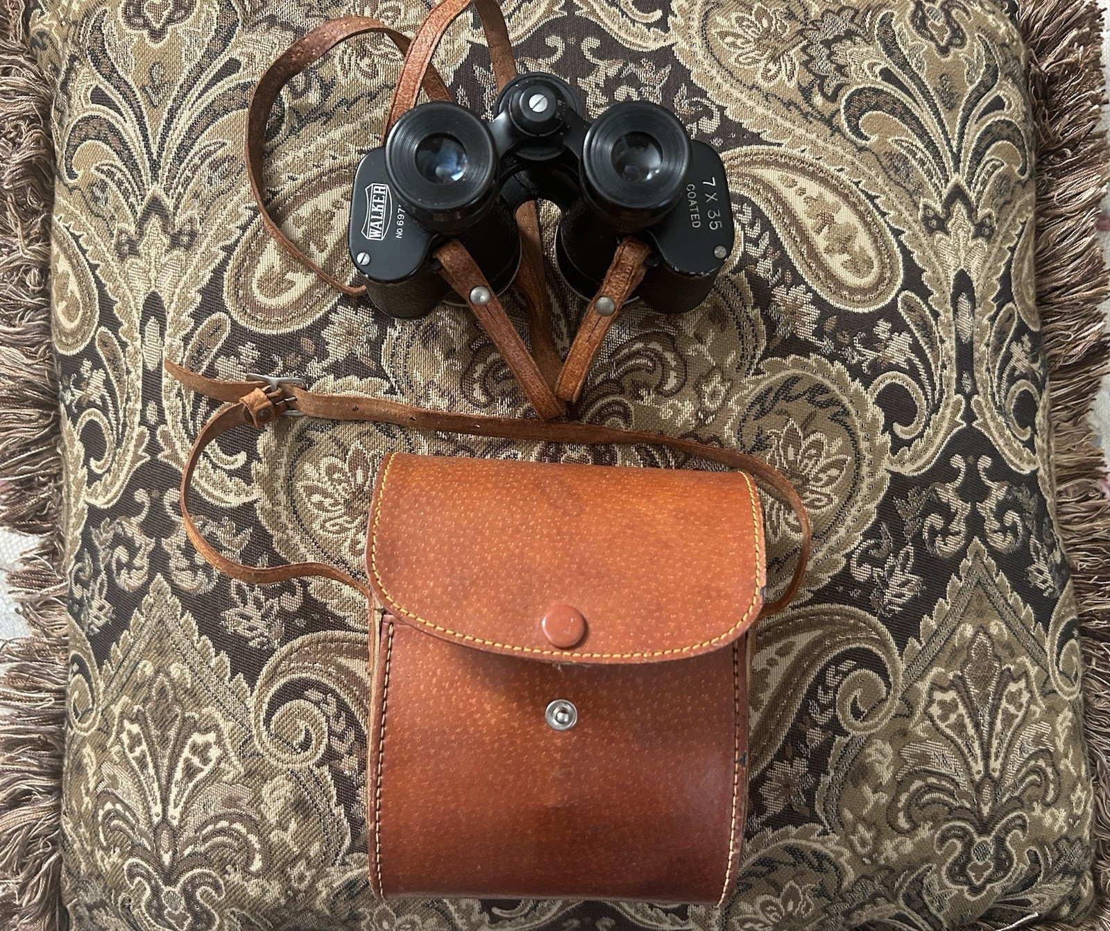 Vintage WALKER 7x35 Porro Prism Binoculars Coated Lenses Japan 