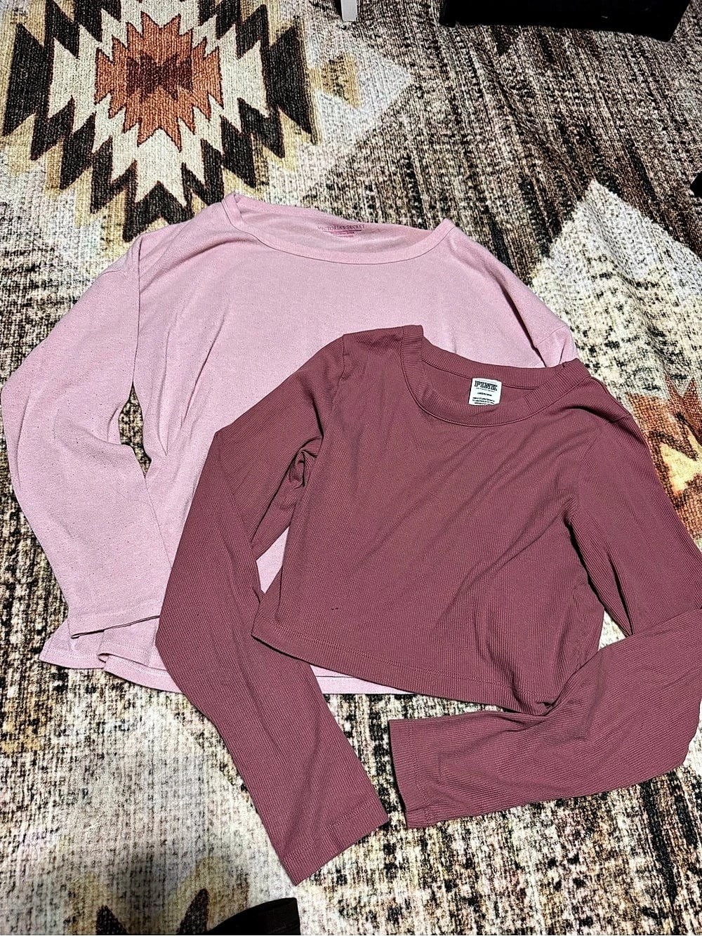 Two Victoria\'s Secret & PINK Long Sleeve Tops in Pink Two Victoria\'s Secret & PINK Long Sleeve Tops in Pink