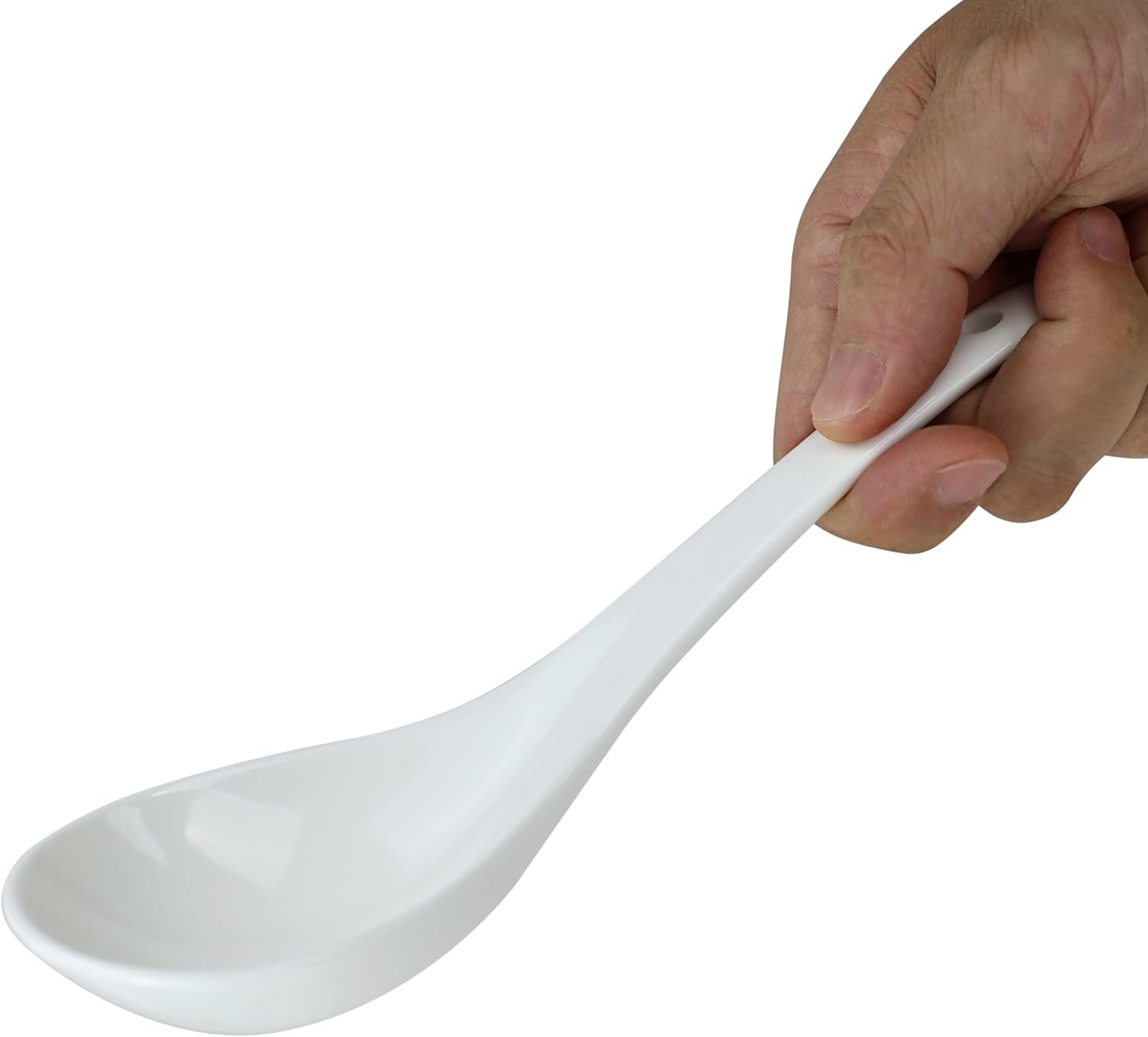 Large ceramic soup ladle, 10 inches long, bright white Large ceramic soup ladle, 10 inches long, bright white