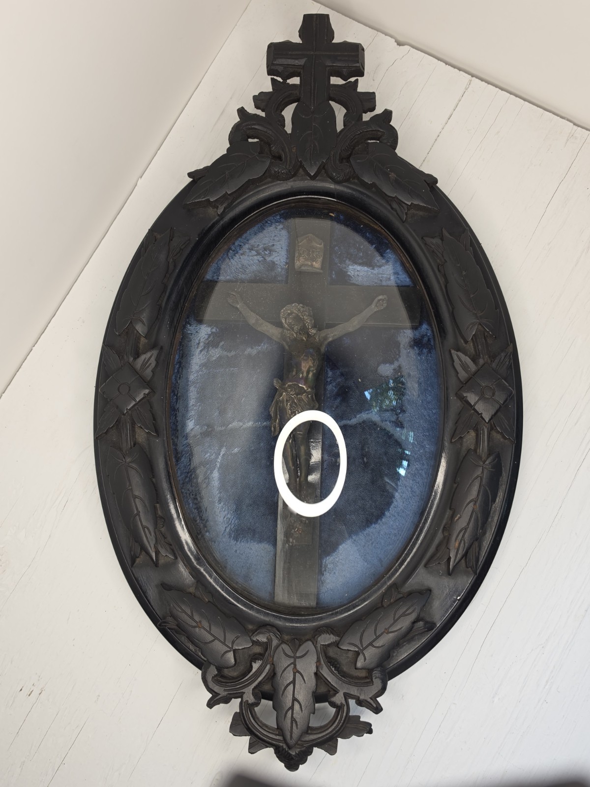 Incredible Antique Black Forest Crucifix Convex Glass Gothic Jesus Hand Carved Incredible Antique Black Forest Crucifix Convex Glass Gothic Jesus Hand Carved