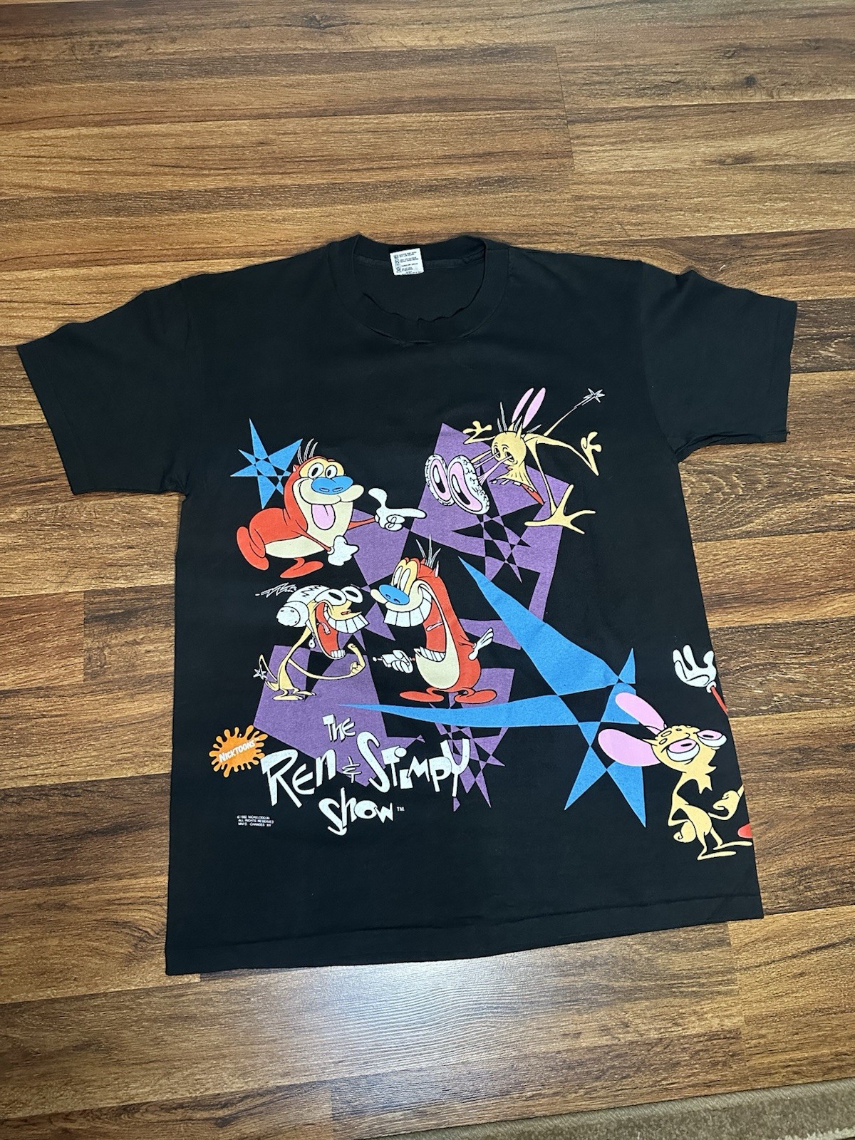 Vintage RARE Ren & Stimpy Nicktoons AOP Tee XL 90s Vintage RARE Ren & Stimpy Nicktoons AOP Tee XL 90s