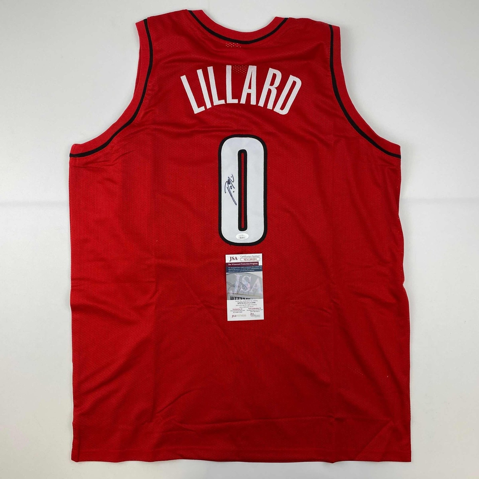 Autographed/Signed Damian Lillard Portland Red Basketball Jersey JSA COA Autographed/Signed Damian Lillard Portland Red Basketball Jersey JSA COA
