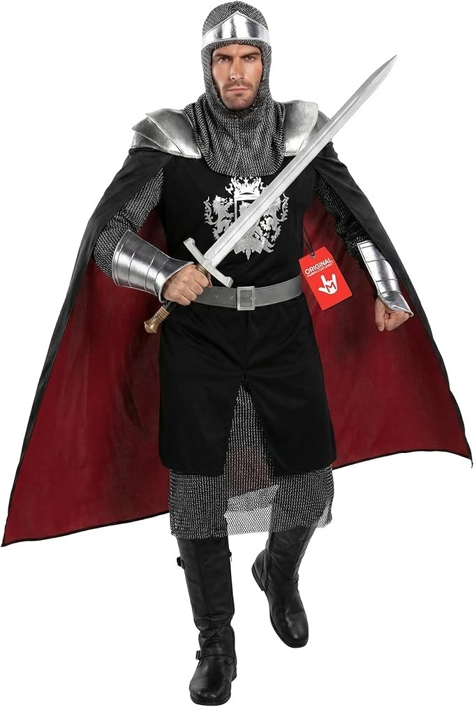 Men`s Medieval Knight Costume Adult Crusader Lord Outfit M - 3XL Halloween Men`s Medieval Knight Costume Adult Crusader Lord Outfit M - 3XL Halloween