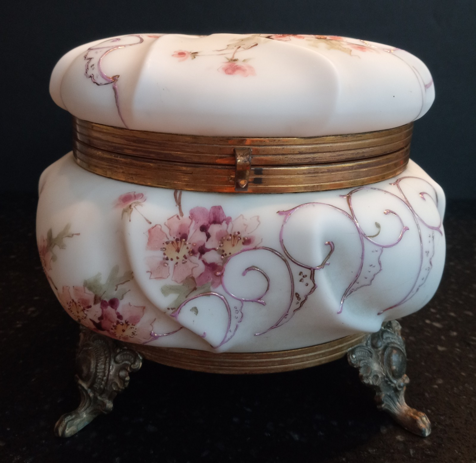 Huge Antique Wavecrest Dresser Jar