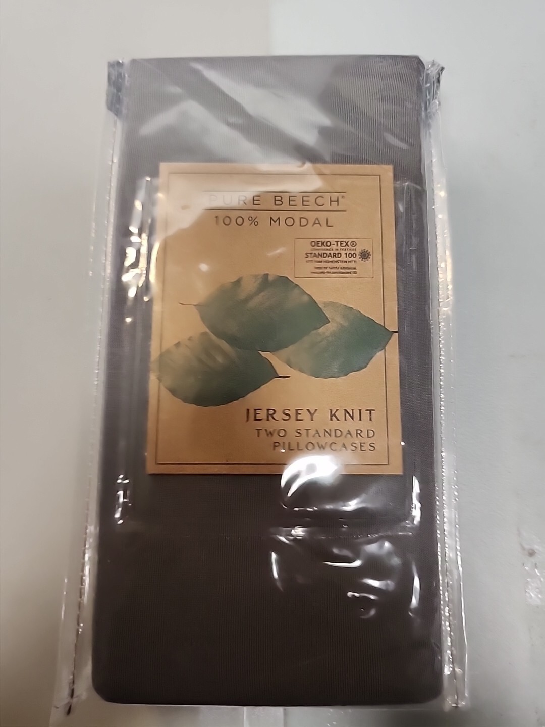 Pure Beech 100% Modal Jersey Knit Two Standard Pillowcases Charcoal. Pure Beech 100% Modal Jersey Knit Two Standard Pillowcases Charcoal.