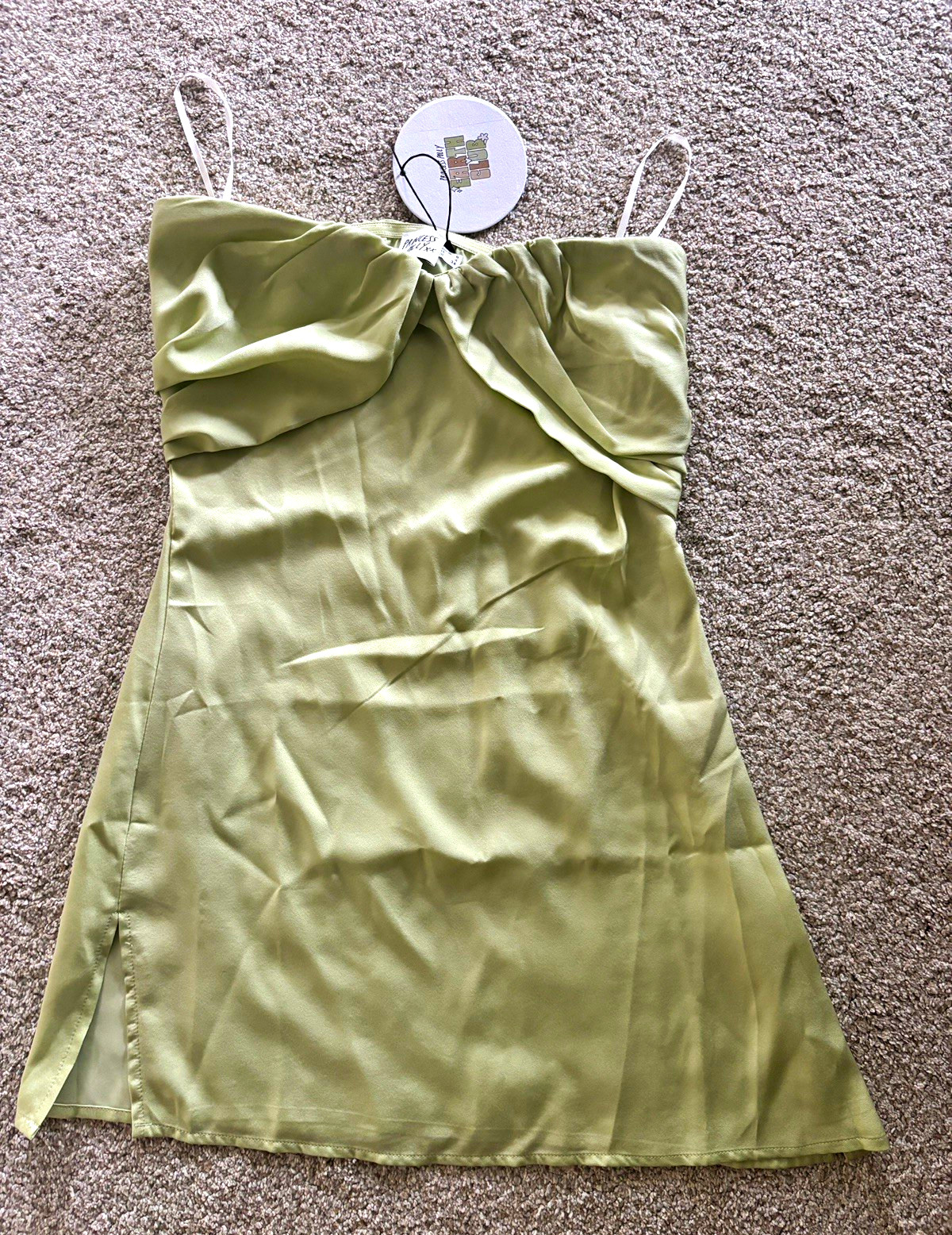 Princess Polly Green Satin Midi Slip Dress 4 Cowl Neck Spaghetti Strap Zip Princess Polly Green Satin Midi Slip Dress 4 Cowl Neck Spaghetti Strap Zip