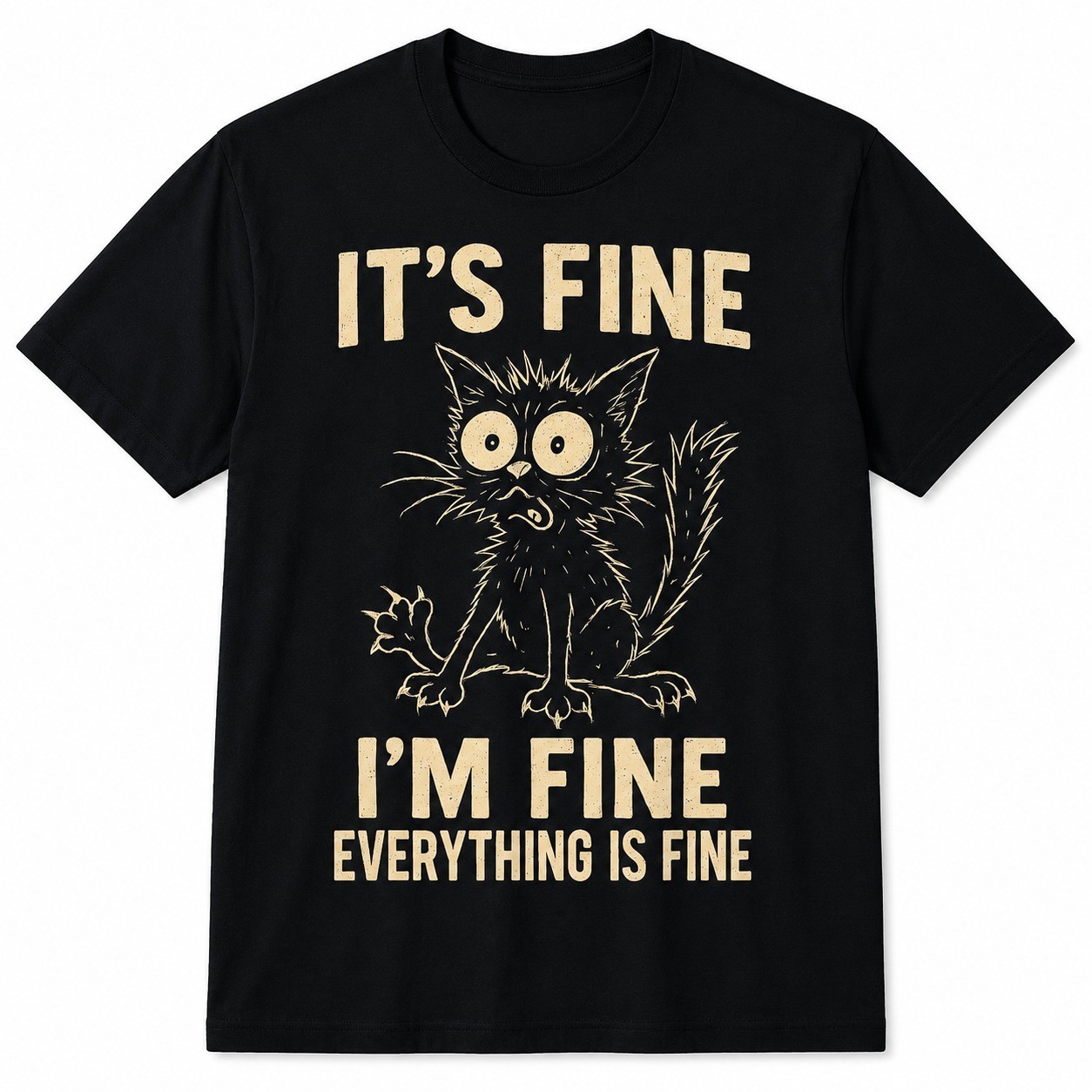Funny Cat Graphic Tee Men Women Weird Crazy Meme Cat T-Shirt