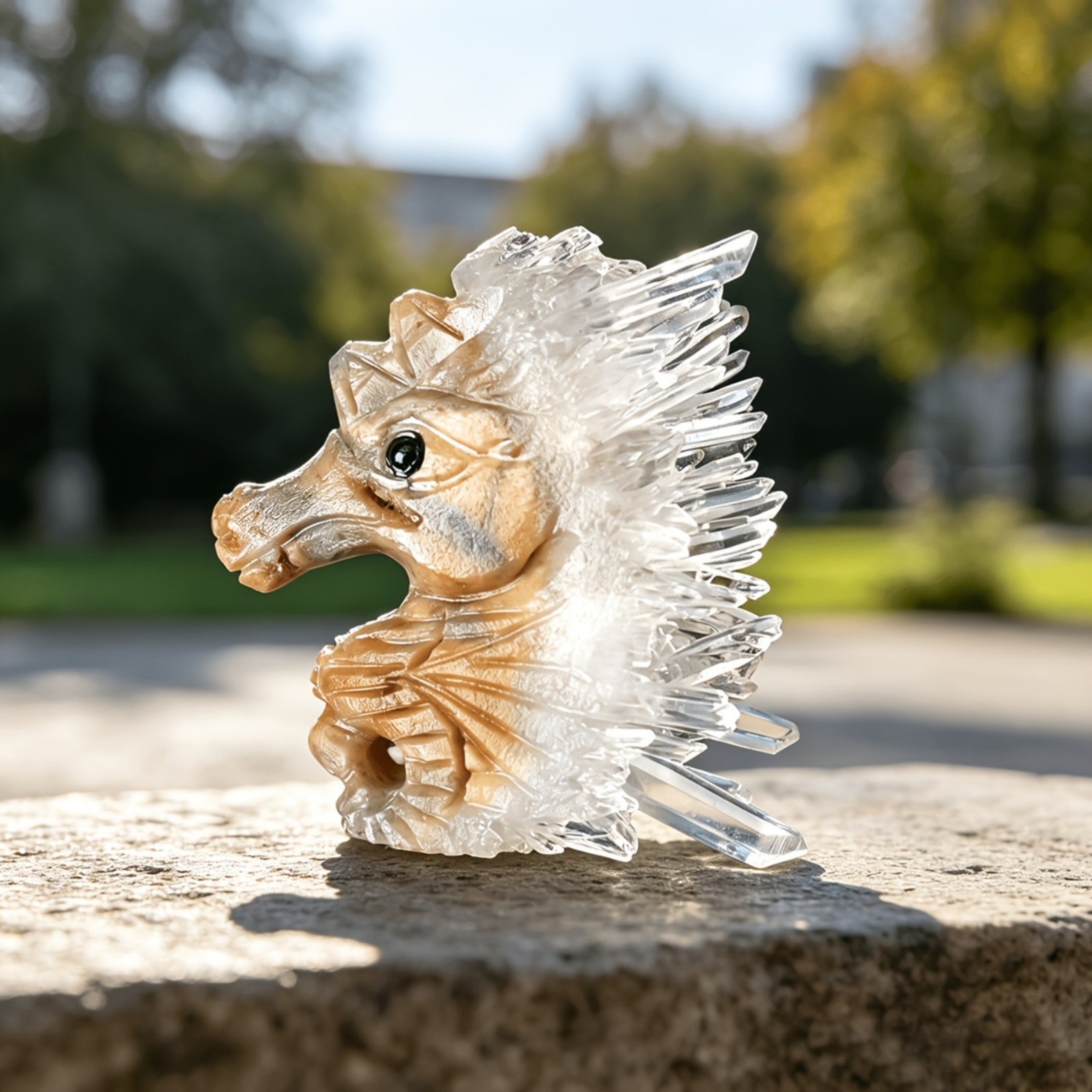 Natural Quartz Cluster Carving Animal Figurine  Crystal Statue 