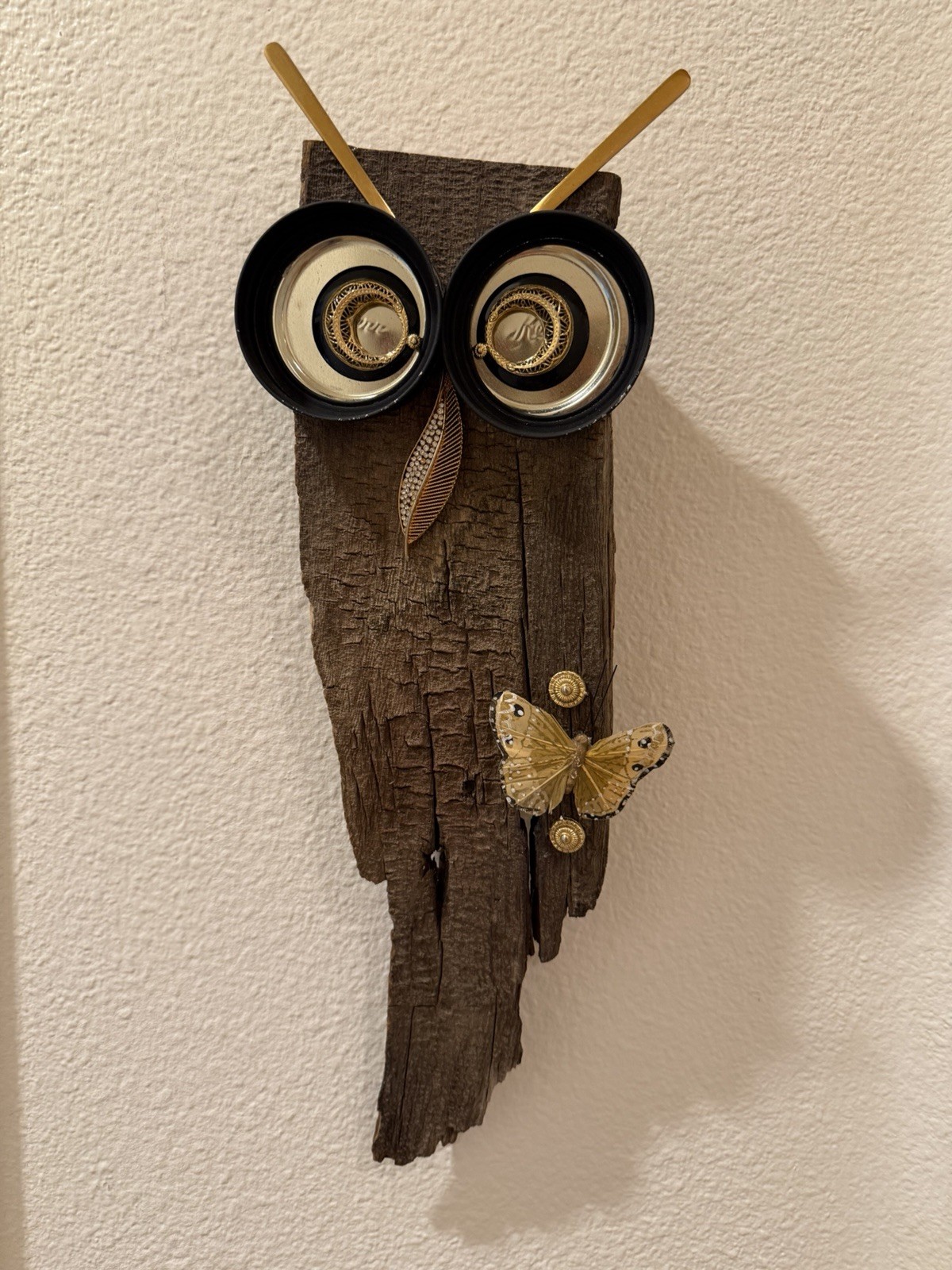 Handmade Rustic Wooden Owl Wall Decor