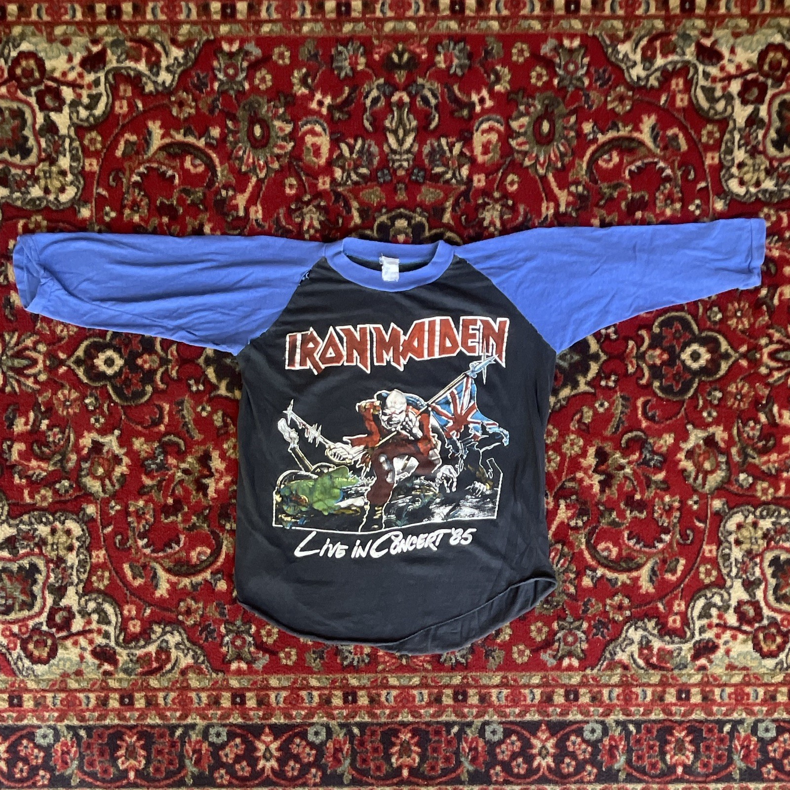 Vintage Band T-Shirt Live In Concert 1985 Collaboration Iron Maiden And Ratt Vintage Band T-Shirt Live In Concert 1985 Collaboration Iron Maiden And Ratt