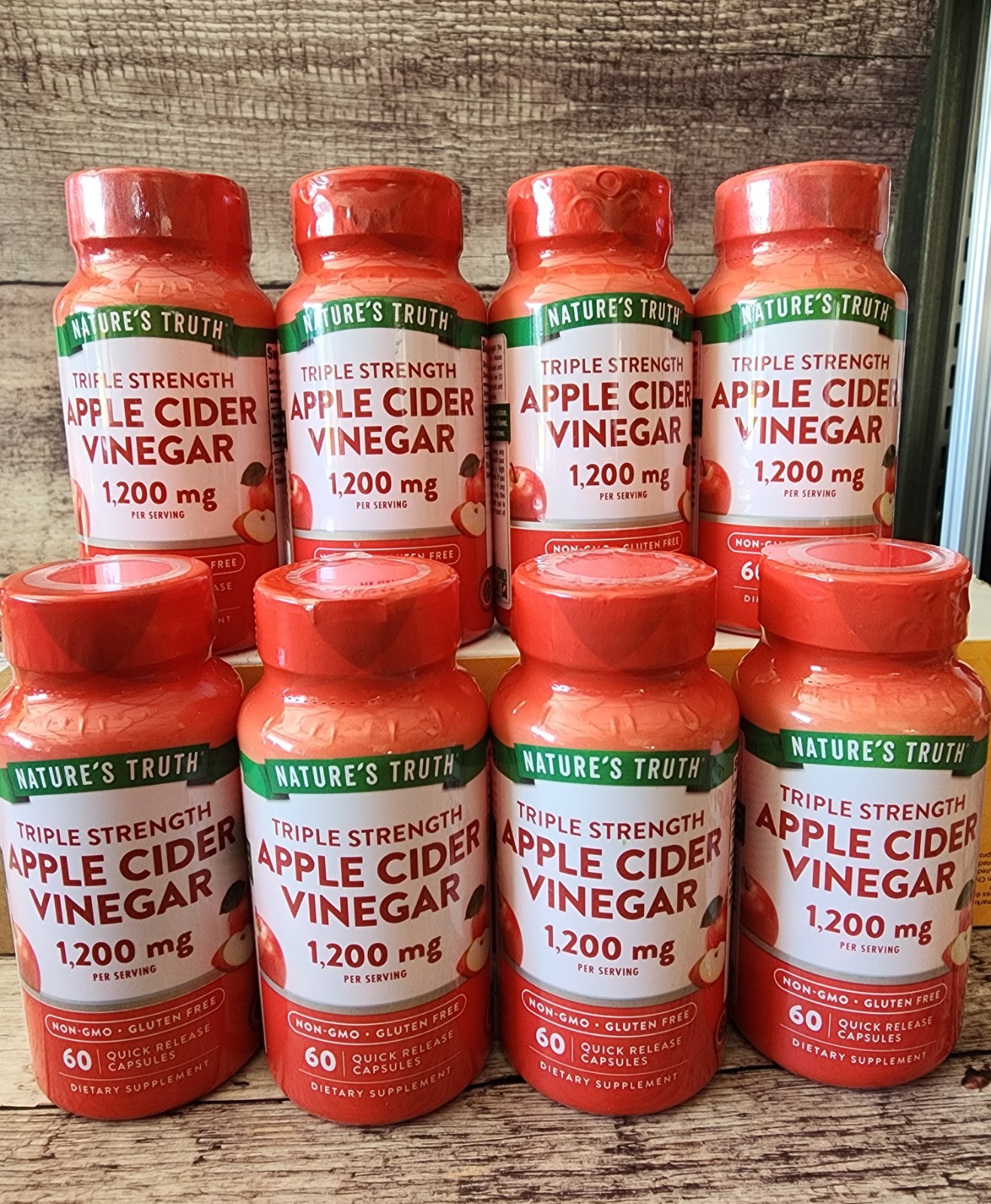 8 Bottles Nature's Truth Apple Cider Vinegar 1200mg 60ct Capsules Non-GMO GF