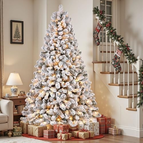 7ft Snow Flocked Pre-Lit Artificial Christmas Tree White Holiday Home Decor