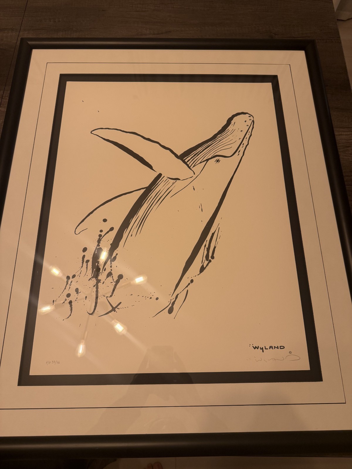 Wyland Breaching 1991 Sumi Brush Art Lithograph Hand Signed AP 33/75 Framed