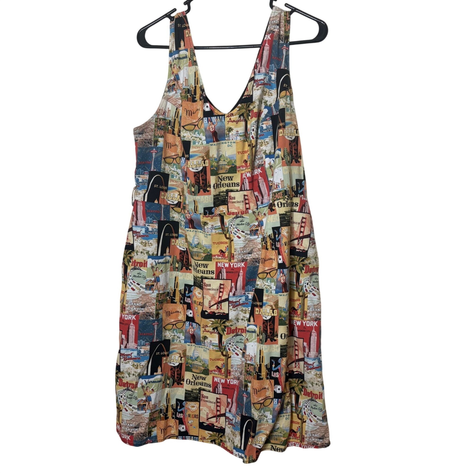 Retrolicious Dress 1X Travel Poster Print Fit Flare Pockets Retro Americana