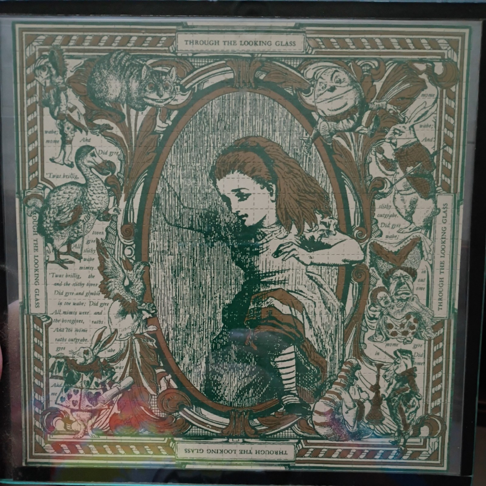 Vintage ALICE THROUGH THE LOOKING GLASS blotter art MARK MCCLOUD Gold/Green ink Vintage ALICE THROUGH THE LOOKING GLASS blotter art MARK MCCLOUD Gold/Green ink