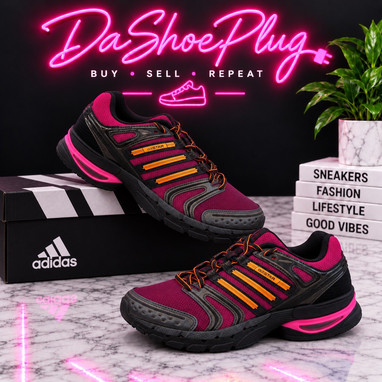 🔥🔥 Adidas Adistar Control 5 Black Purple Pink Orange KI8592 Mens 6 Womens 7 👟