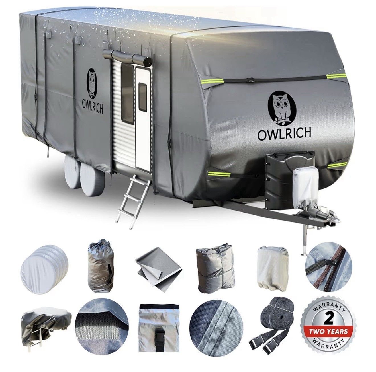 RV Cover With UV Resistant Top Windproof Travel Trailer Cover for 33\' to 37\' RV RV Cover With UV Resistant Top Windproof Travel Trailer Cover for 33\' to 37\' RV